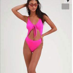 Lulus Hot Pink One-Piece Swimsuit Medium